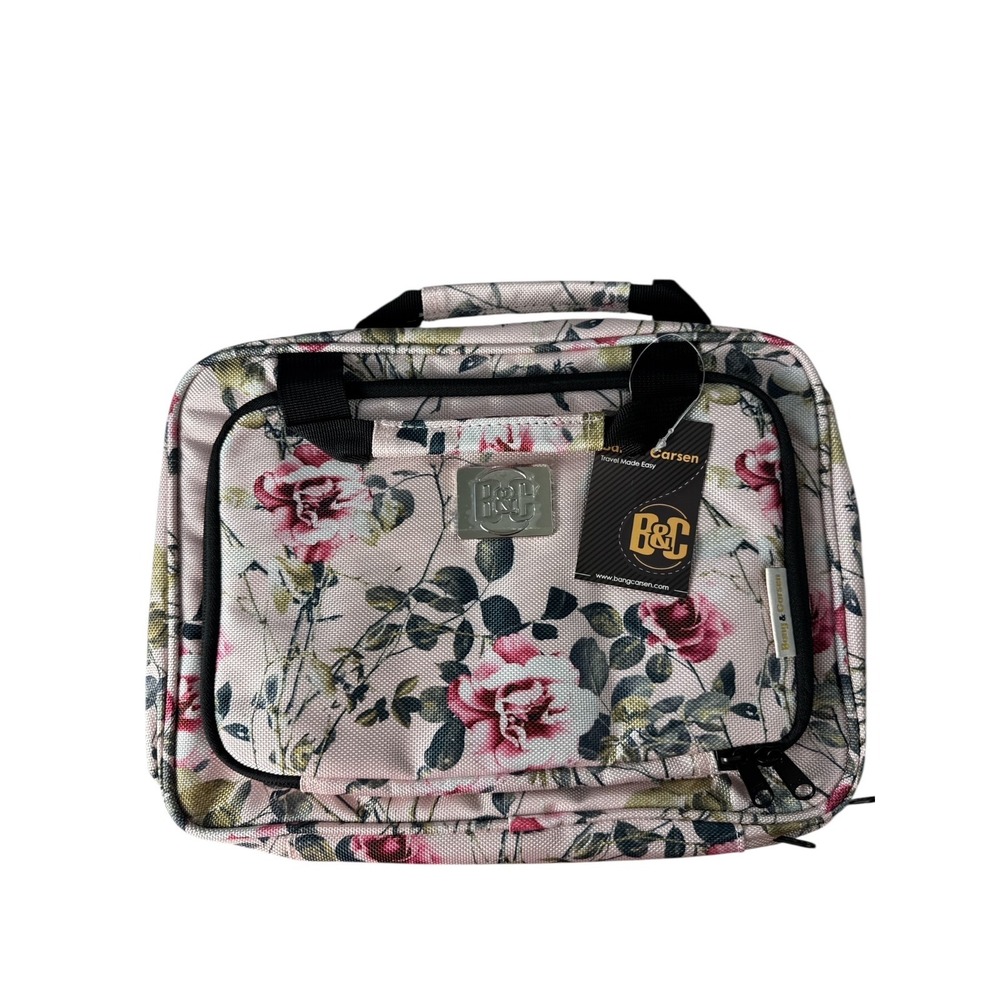 Bang & Carsen Floral Hanging Toiletry Bag Pink Rose Travel Makeup Organizer NWT